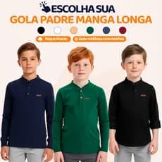 Camisa infantil Manga Longa Social Menino Gola Padre Henley Casual Camisa Masculino Premium Roupa de Menino L14