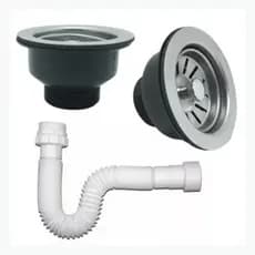 Válvula Pia Cozinha Americana Inox 3. 1/2 + Sifão Flexível branco