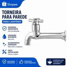 Torneira Abs Cromada Fixa reta De Parede Longa 1/4 Volta para tanque jardim cozinha 18cm