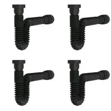 Kit Com 4 Sifão sanfonado Preto Para Válvula de Pia de banheiro cozinha e tanque Kit 4 Sifão Preto