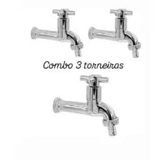 Combo 3 Torneira Tanque Jardim Garagem Pia Tanque Maquina Lavar