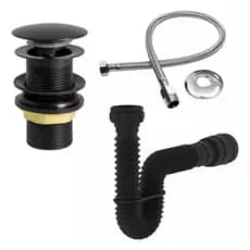 Kit Banheiro Engate Flexível 40cm+ Valvula Ralo Click 7/8+ Sifão 72cm Preto