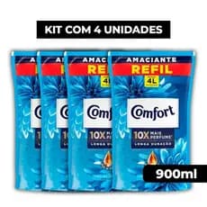 Amaciante Comfort Fiber Protect Concentrado 900ml Sachê kit com 4 unidade