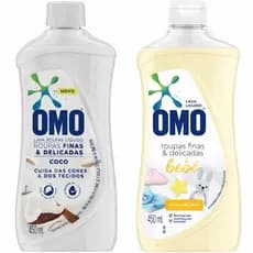 Kit 2 Lava Roupas Líquido OMO Roupas Finas & Delicadas 450ml (Coco + Bebê)
