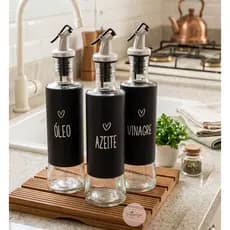 Porta Azeite, Vinagre e Óleo - Galheteiro Black -  Vidro 300ml OU 500ml - Tampa com dosador e fechamento