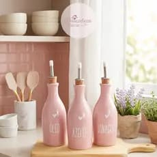 Porta azeite, vinagre e óleo - Galheteiro - ESCRITA / UNIDADE - Já vem com a tampa - 300ml - ROSA