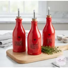 Porta azeite, vinagre e óleo - Galheteiro - ESCRITA / UNIDADE - Já vem com a tampa - 300ml - Vermelho