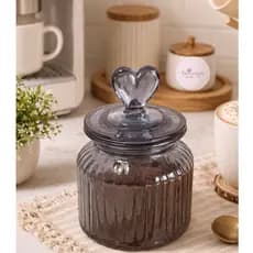 Pote Hermético Coração -Vidro - Black Blue- Delicadeza no cantinho do Café - 600ml