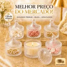 Kit 10 15 25 30 Mini Bomboniere Potiche de Vidro Cristal Doces Decoração Lembrancinha Presente Aniversario