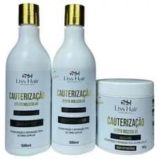 Kit Capilar Cauterização Reconstrução e Reparação da Fibra Capilar 3 Passos Linha Premium Liss Hair