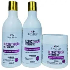 Kit Capilar Reconstrução em 2 Minutos 3 Passos Hidratação e Reconstrução Liss Hair
