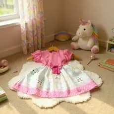 Vestido Festa Casual Manga Curta Ribana Canelado Infantil Personagens Chuva De Bençãos