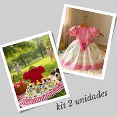 KIT 2 Vestidos NUVEM DOCE/MAGALI Festa Casual Manga Curta Infantil