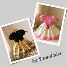 KIT 2 Vestidos NUVEM DOCE/ABELINHA Festa Casual Manga Curta Infantil