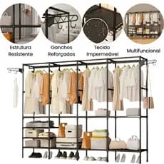 Armário Guarda Roupa Closet Desmontavel E Cabideiro Arara Organizadora 4 Colunas