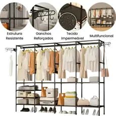 Organizador De Roupas Aberto 4 Colunas Closet Desmontável