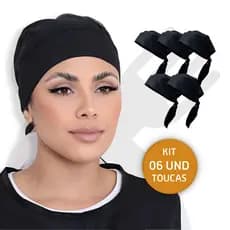 Kit Com 6 Touca Bandana Chef Unissex Cozinha Padaria Restaurante 100% Oxford