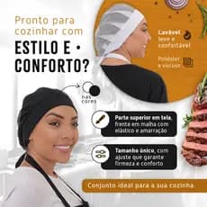Touca Para Cozinheira Tela e Malha Lavável Levinha Fresquinha Lanchonete Restaurante Padaria