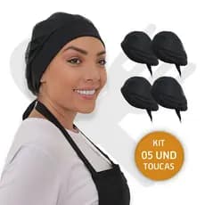Kit Com 5 Touca Telinha Lavável Cozinha Restaurante Padaria Pizzaria