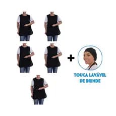 Kit Com 5 Avental Bata Jaleco Cozinha Uniforme Limpeza BRINDE 1 TOUCA LAVAVEL