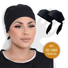 Kit Com 2 Touca Bandana Oxford Chef Unissex Cozinha Padaria Restaurante