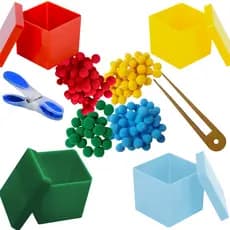 Jogo Pareamento das Cores e Coordenação Motora Fina Pompons e Pinça Infantil