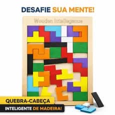 Tetris Quebra-Cabeça de Madeira 40 Peças Jogo Educativo Raciocínio Lógico Coordenação Motora
