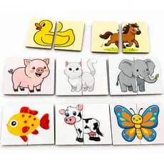 Brinquedo Educativo Quebra Cabeça 2 Partes Animais Madeira Jumbo Caixa Mdf