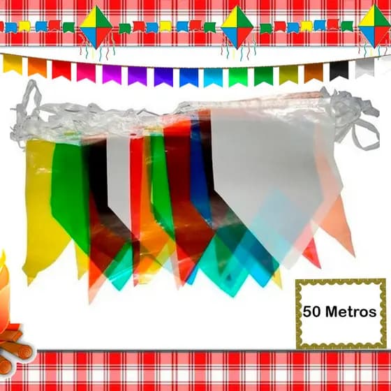 Decore sua Festa Junina com Bandeirinhas incríveis 50 metros