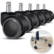 KIT 5X rodízio/ Rodinhas de Poliuretano para Cadeira de Escritório/Gamer – Deslizamento Suave e Silencioso