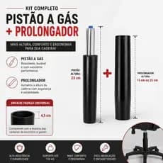 Kit Pistão classe 3  + Prolongador para Cadeira de Escritório Universal 15cm ou 25cm – Alta Resistência