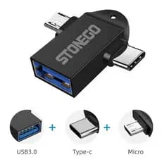 Adaptador Otg Duplo Usb 3.0 Fêmea Para Micro Usb E Tipo C Stonego alta qualidade