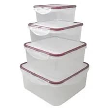 Conjunto de 4 Potes Hermético com Trava e Silicone Quadrado - Fratelli