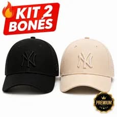 Kit 2 Bonés NY New York Feminino Masculino Bordado Premium Aba Curva Unissex Blogueira - ENVIO IMEDIATO