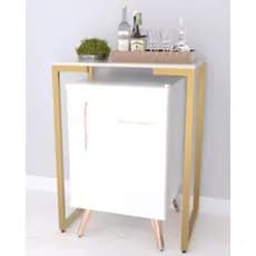 Mesa para Frigobar Industrial Moderna 60x50cm em Ferro e Metal para Varanda e Espaços Small