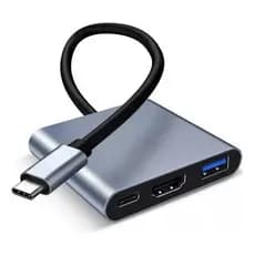 Adaptador Conversor Usb 3.0 Tipo C Para Hdmi 4k 3 Em 1