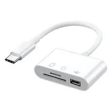 Adaptador 3 em 1 Leitor de Cartão SD, Micro SD e Pendrive Compatível com iPhone, iPad e Android