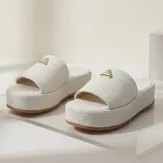 Sandália Feminina Tamanco Flat Plataforma Flatform Confortável Alto Premium Off-white