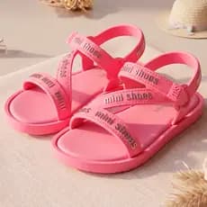 Sandália Infantil Rasteira Mini Shoes Velcro Bege Laranja Rasteira Menina 23 24 25 26 27 28 29 30