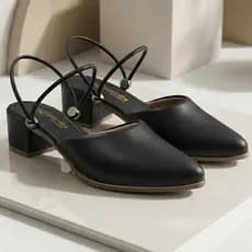 Salto Mule 2 em 1 Scarpin Feminino Bico Fino, Linha Conforto, Salto Médio Preto