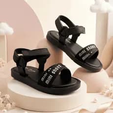 Sandália Infantil Tira Larga Papete Infantil Conforto Velcro Antiderrapante Sandalia Infantil Preta