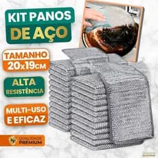 Kit Panos de Aço Limpeza Pesada Não Risca Panelas Remove Gordura Fogão Pia Cozinha