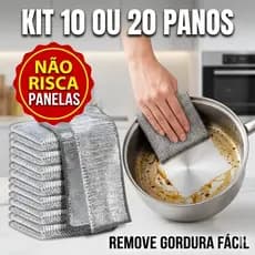 Kit Pano de Aço Limpeza Pesada Inox Não Risca Remove Gordura Panela Fogão Reutilizável Cozinha