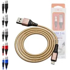 Cabo de dados 3.4A USB / Lightning Revestimento Nylon Trançado de 2 Metros INOVA