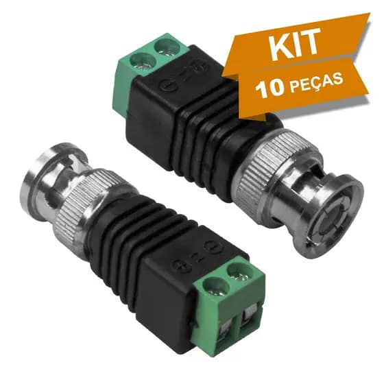 Kit 10 Conector Bnc Borne Mola 6mm Plug P4 Macho P Camera De Segurança Cftv Vídeo