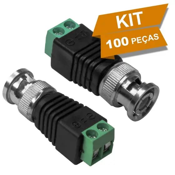 Kit Com 100 Peças Conector Bnc Com Borne (macho) Para Cftv