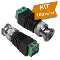 Kit Com 100 Peças Conector Bnc Com Borne (macho) Para Cftv