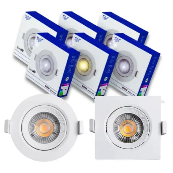 Spot Led SMD 3W / 5W / 7W Embutir Quadrado ou Redondo Lâmpada Direcionável Branco Frio/Branco Quente