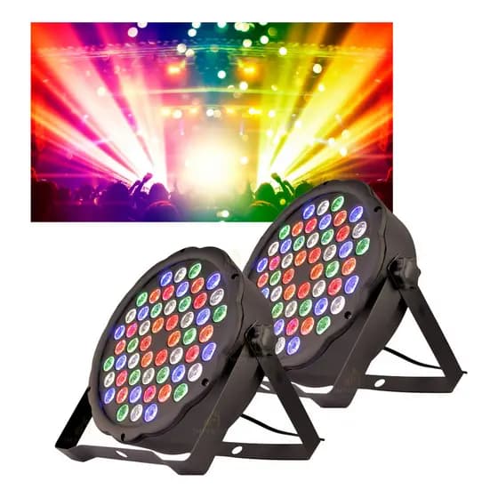 KIT Par Canhão Projetor  Refletor 54 Led Rgbwa Jogo de Luz Balada Palco Festa em casa Aniversario Buffet Jdb 545