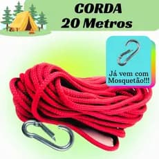 Corda De Amarração 8mm com 20 Metros Pesca Polipropileno Náutica Cargas Camping Pesca Magnética ja vem com Mosquetão
